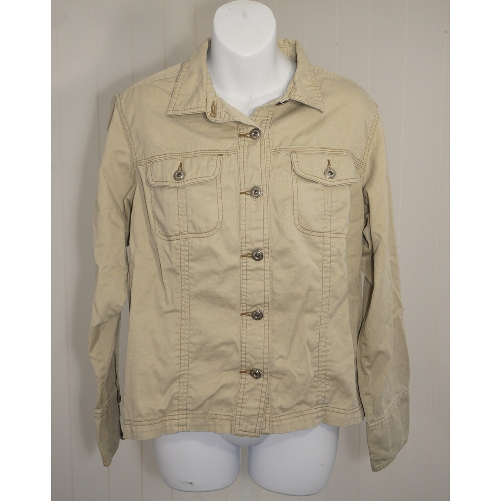 Columbia Large Tan Cotton Button Up Utility Jacket Outdoor Lifestyle